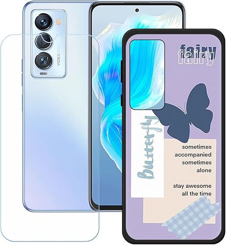 FZYM - Funda para Tecno Camon 18 Premier + protector de pantalla de vidrio templado, protector de pantalla de gel suave, carcasa negra, carcasa de