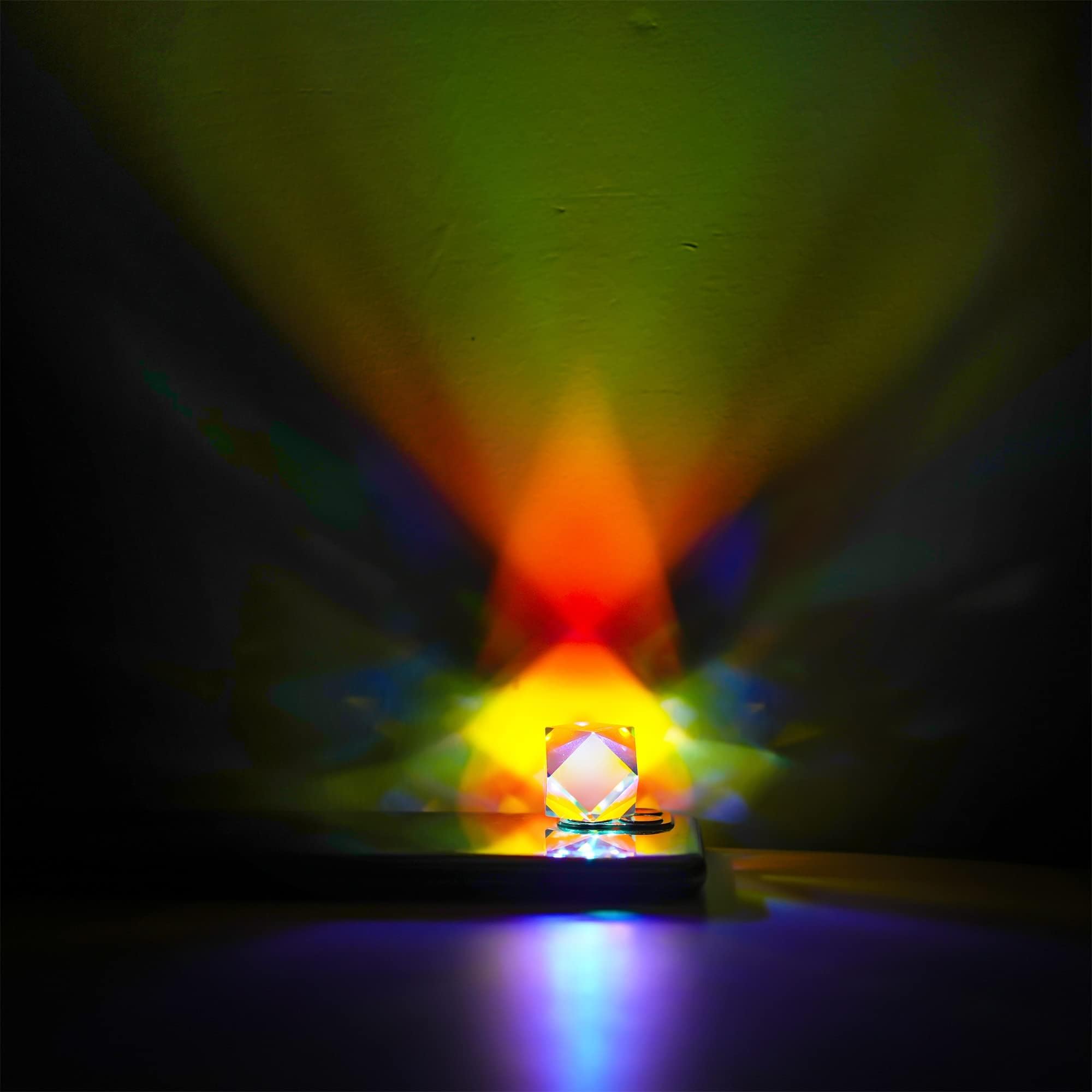 Prisme optique à facettes en cristal de couleur - Réfractant la lumière - Prismes scientifiques en verre pour enfants
