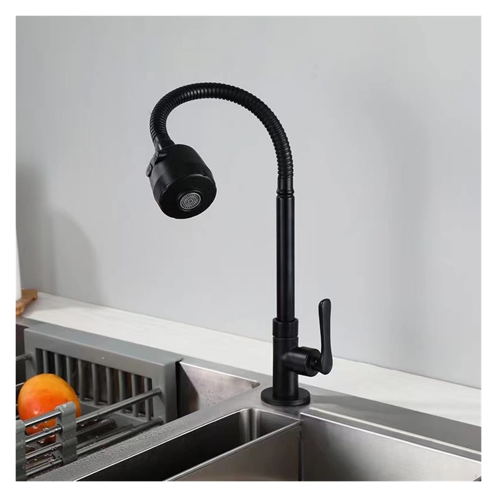 Robinet d'eau froide rotatif noir G1/2 mural en acier inoxydable pour évier de cuisine d'été