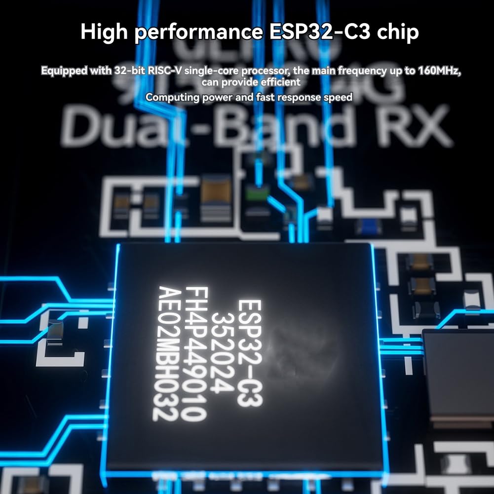 Per ELRS Nano 915M/2.4G Ricevitore A Banda Duale DIY per Quadricottero FPV A Lungo Raggio, Parti del Drone Incorporate WiFi -C3 Chip LR1121 per Drone DIY Freestyle A Lungo Raggio FPV