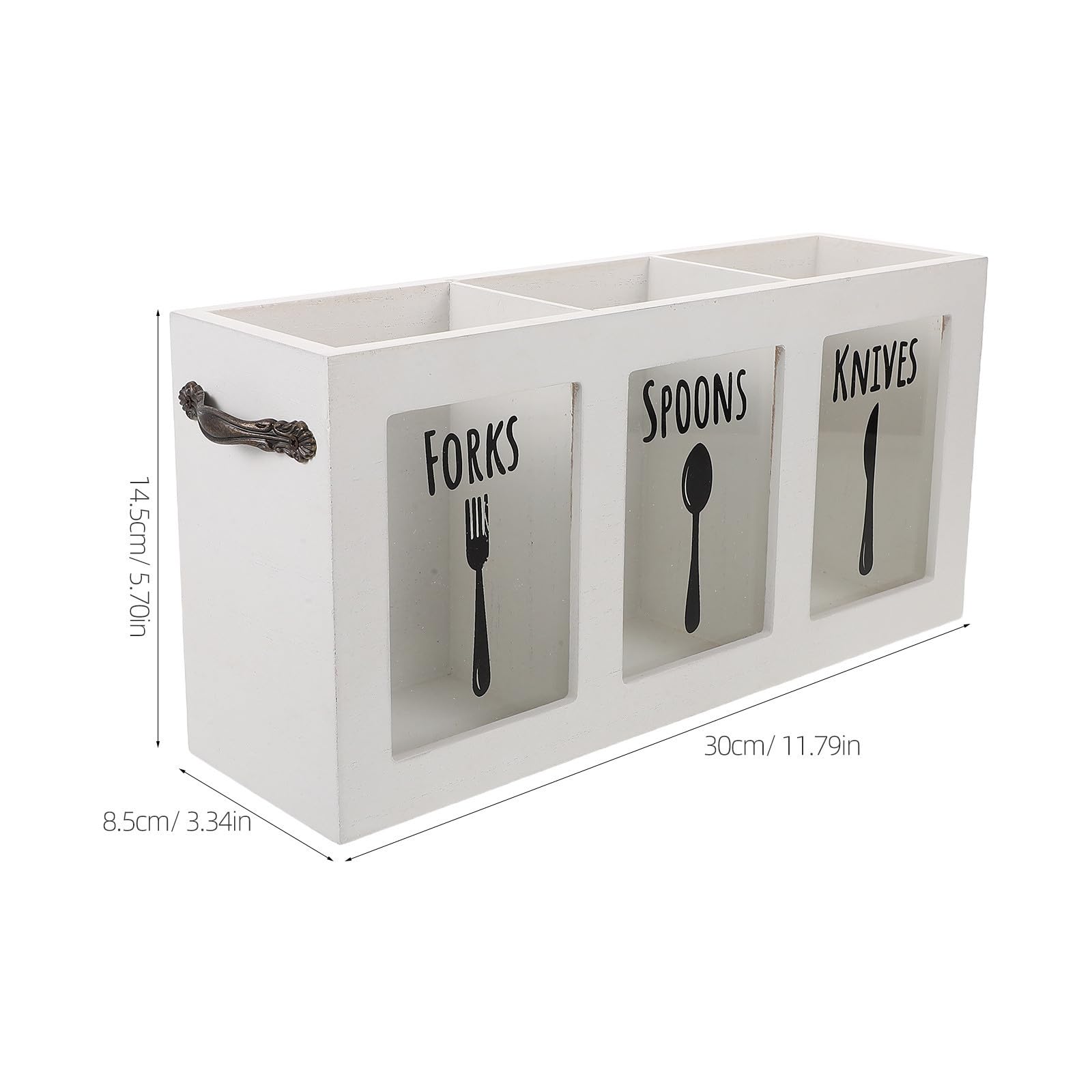 Caja de Cubiertos de Madera 3 Compartimentos para Almacenamiento Duradero y Soporte para Utensilios de Cocina en Encimera, Adecuado para Cocina y Cenas