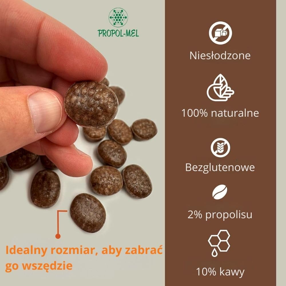 Propol-Mel - Cukierki z Kawią i Propolisem 500g | Bez Cukru | Bez Glutenu | Ręcznie robione w Hiszpanii | Pielęgnacja jamy ustnej i gardła | Intensywny smak kawy i propolis | Na nieświeży oddech
