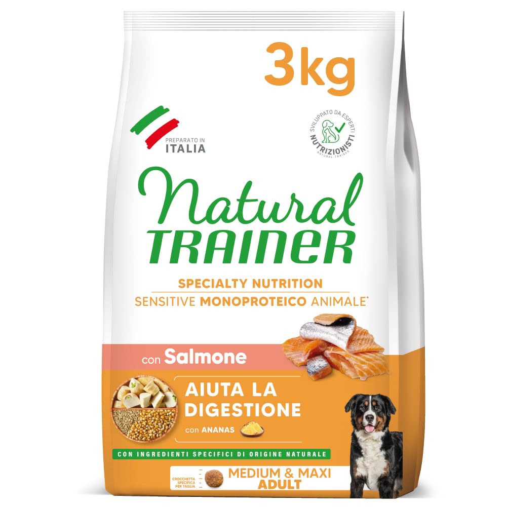 Natural Trainer Sensitive No Gluten Cibo per Cani Adulti con Salmone, 3Kg