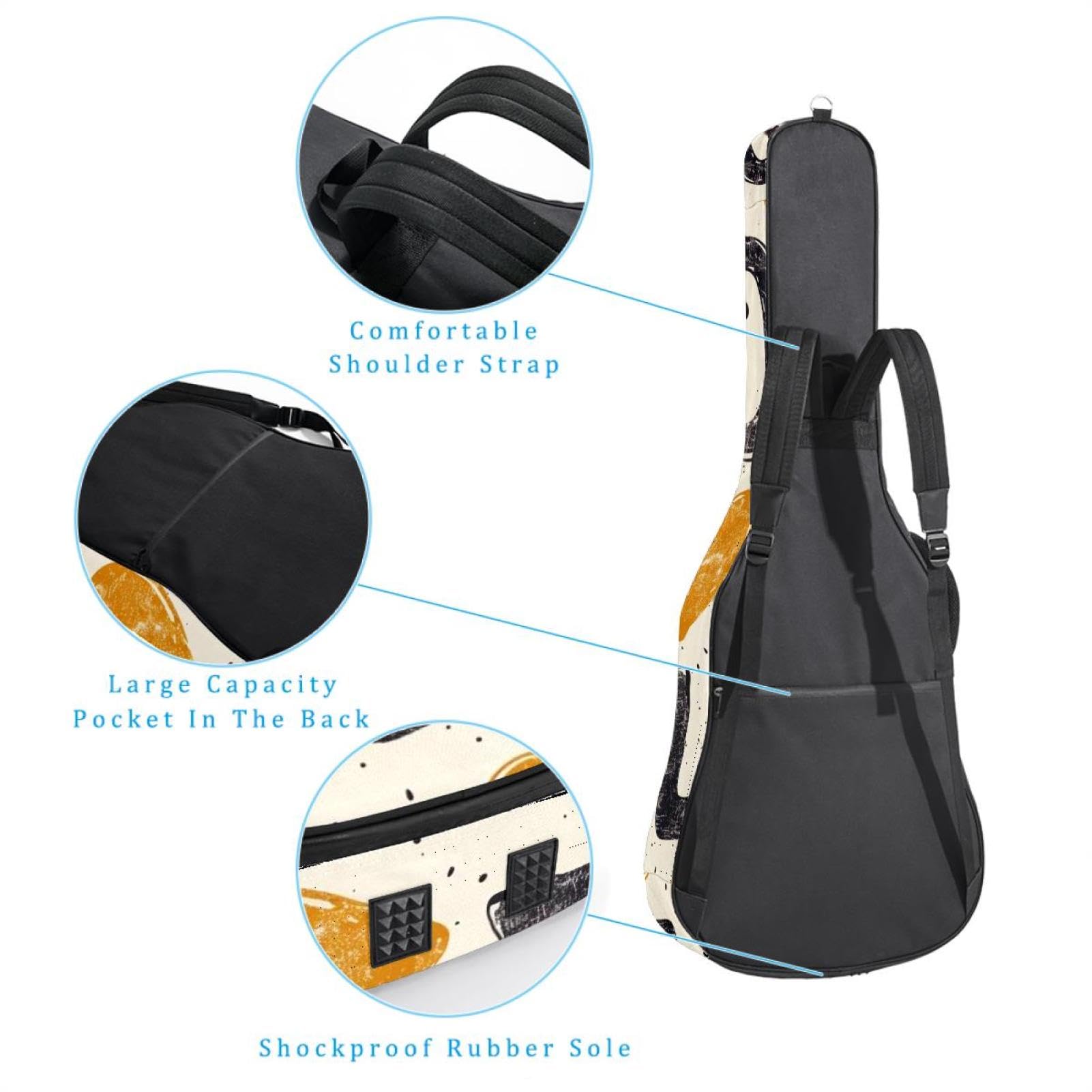 Colorful Love Heart Akustikgitarrentasche mit verstellbarem Schultergurt, Gitarrentasche mit Rückenaufhänger, geeignet für E-Gitarren, Bassgitarren, klassische Gitarren, Ukulele, Buntes Liebesherz,