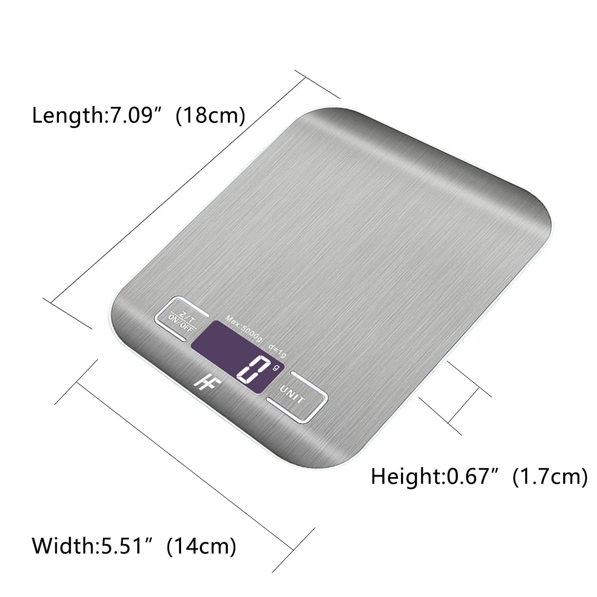 TOPWAY Bilancia Da Cucina Digitale 5kg/11lbs - Acciaio Inox Ultra Sottile Con Display LCD