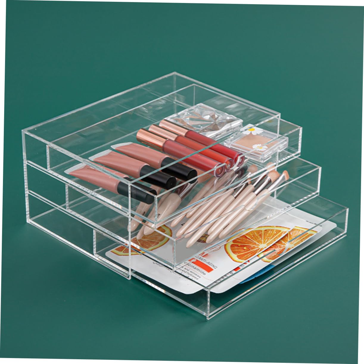 Organizzatore da Scrivania Trasparente Acrilico Resistente Scatola Multiuso per Trucco Gioielli e Accessori Design Compatto e Facile da Pulire