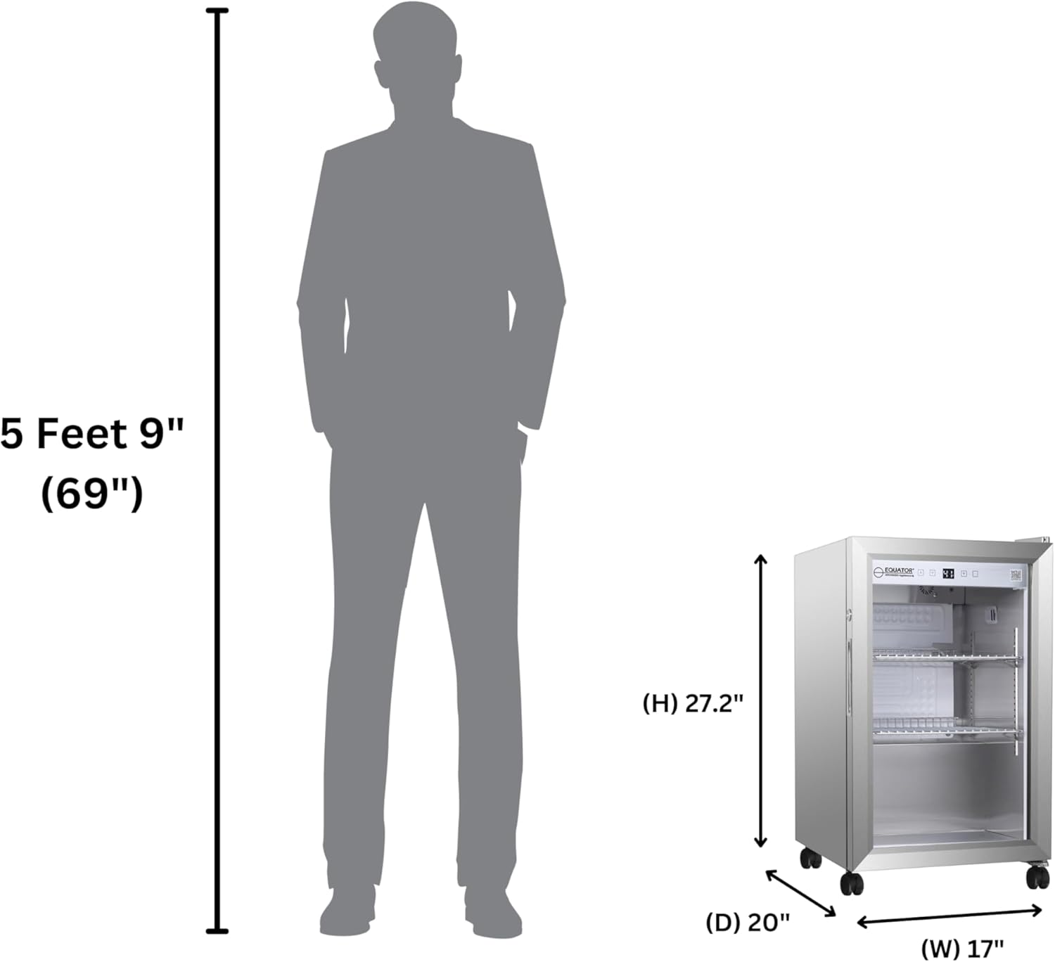 Equator 2.3cf Outdoor/Indoor Refrigerator IPX4 SS Builtin/FS 85 Cans Quiet 42dB