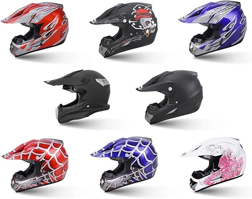 Miniatura 7 de Casco de motocross para adultos con gafas, guantes y máscara, casco de motocross ATV unisex para adultos, hombres y mujeres, visera solar ajustable