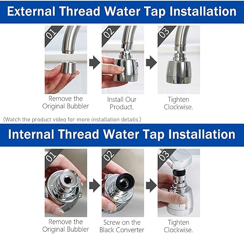 Miniatura 8 de Accesorio rociador de grifo de cocina, giratorio de 360, antisalpicaduras de ahorro de agua, grifo de cocina, extensor de grifo con adaptador