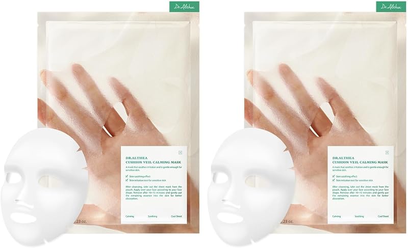 Dr.Althea Cushion Veil Calming Mask Máscara Facial em Tecido com CICA Complex, Pacote com 8