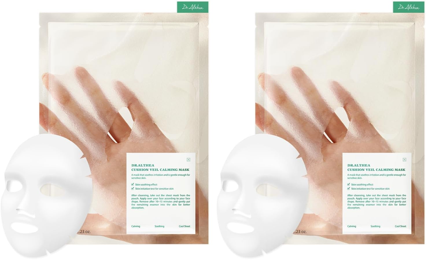 Dr.Althea Cushion Veil Calming Mask | Cooling Mask to Help Reducess Redness | Soothe Irritated Skin with CICA Complex | Vegan Korean Skincare (Pack of 8)