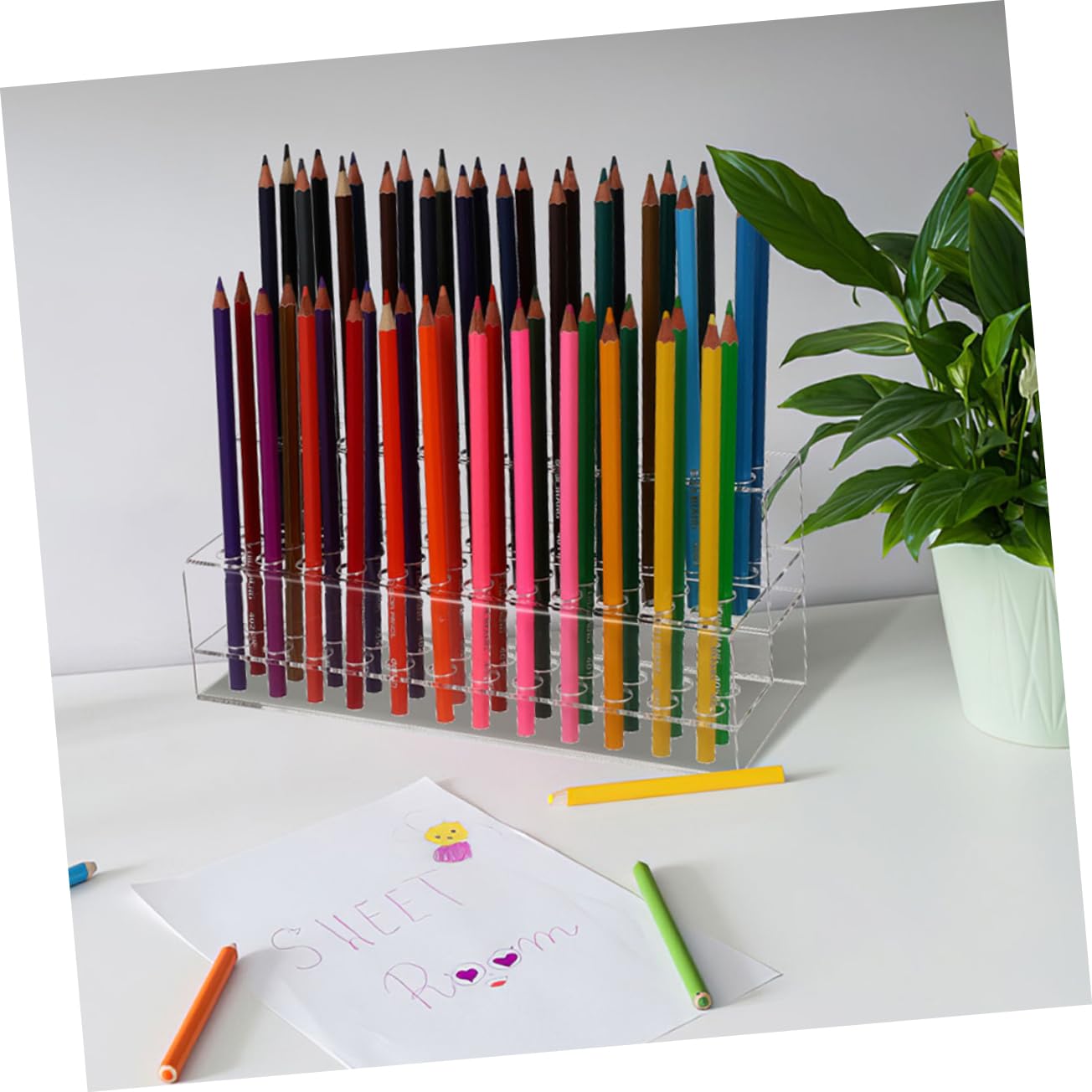 NUOBESTY 2pezzi Portapenne in Plastica Trasparente Da Organizer Da Scrivania Espositore Per Penne e Matite Portapenne Multiforo Per Nail Art e Piccoli Oggetti