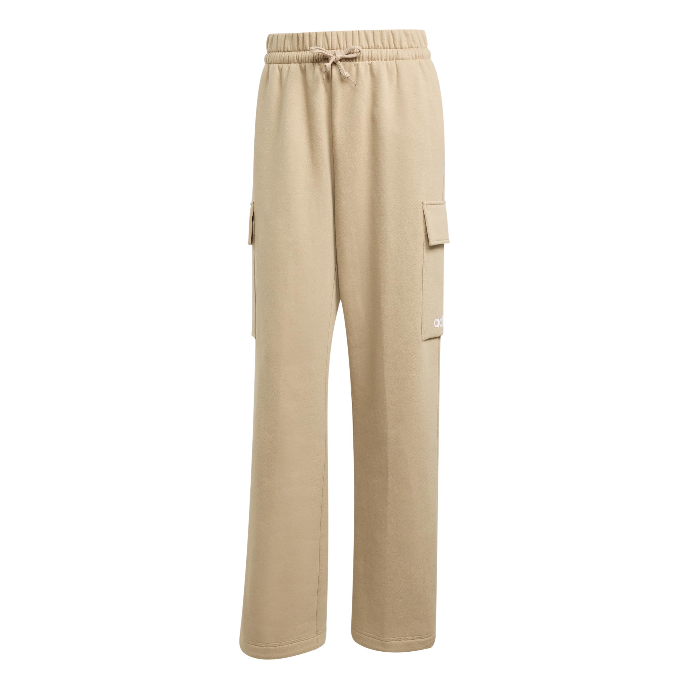 adidas Women's Essentials Linear Fleece Cargo Pants, Warm Sandstone/White, L