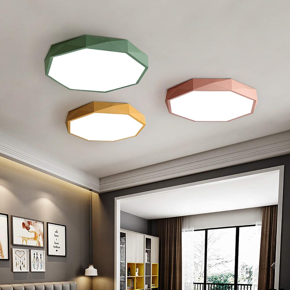 Amarillo Led Lámpara De Techo Accesorio Moderno Metal Base Plafon Led Techo Con Remoto Regulable Plafon Led Techo Para Pasillo Escalera Casa Cocina Porche Entrada-Luz cálida 40cm