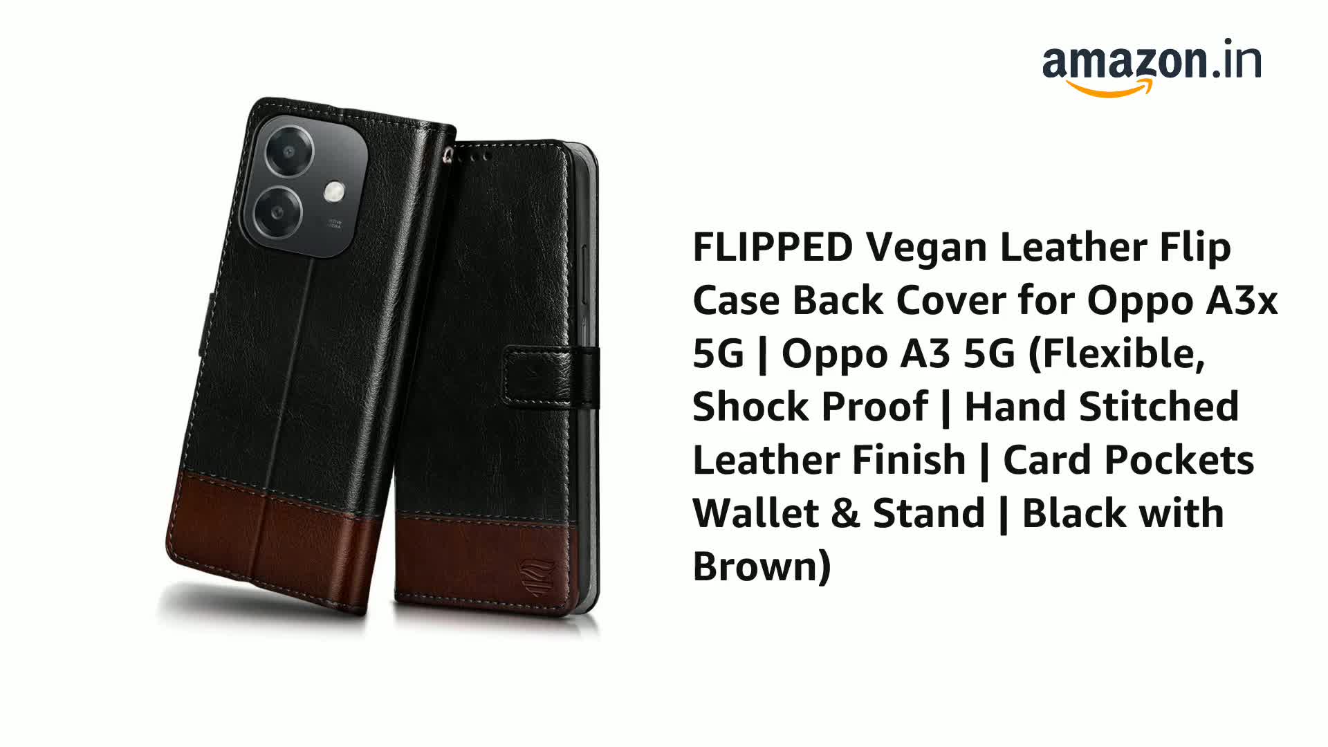 FLIPPED Vegan Leather Flip Case Back Cover for Oppo A3x 5G | A3x
