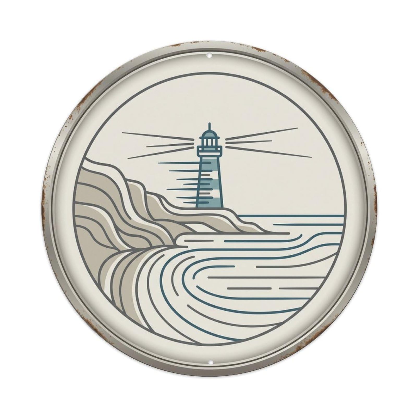Brittany Streamline Coast Travel Metal Tin Sign Plaque Wall Decor for Cafe, Club, Garden Round Metal Poster 8x8Inch