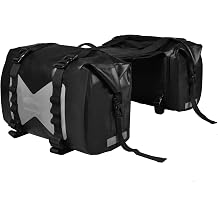 Waterproof Motorcycle Saddle Bag - 30L Travel Luggage Bag for Motorcycle Travel - Motorcycle Side Bag - Removable Bag Grey Pack of 2