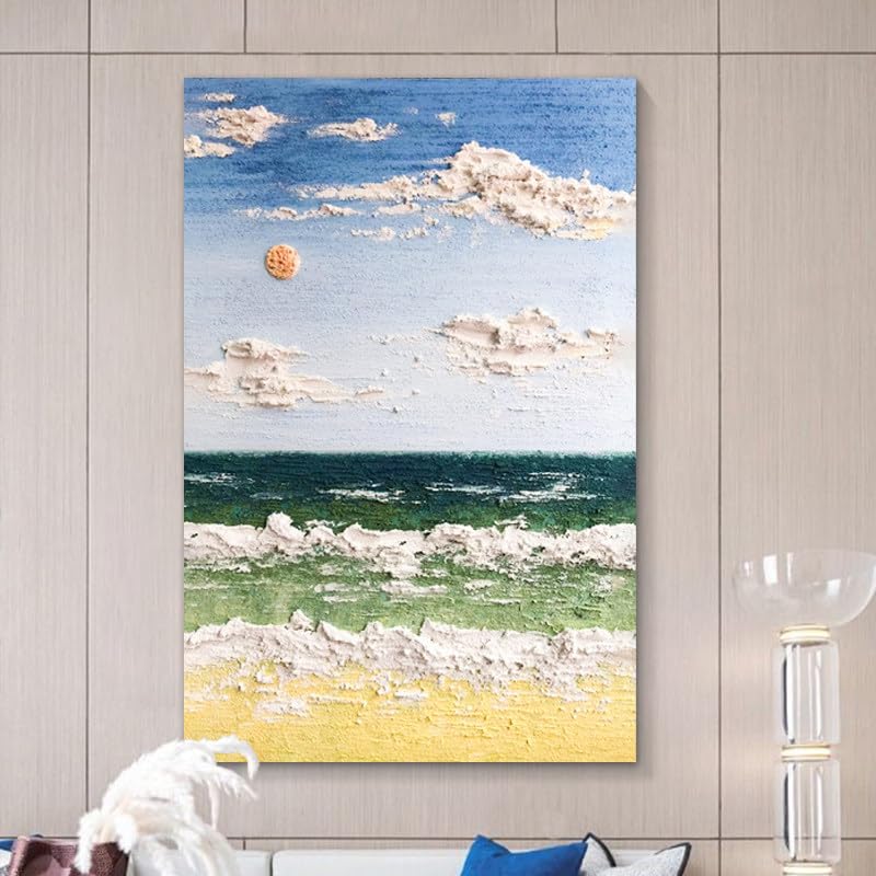 Tableau abstrait moderne et nuages cartoon, une décoration murale pour salon apaisant