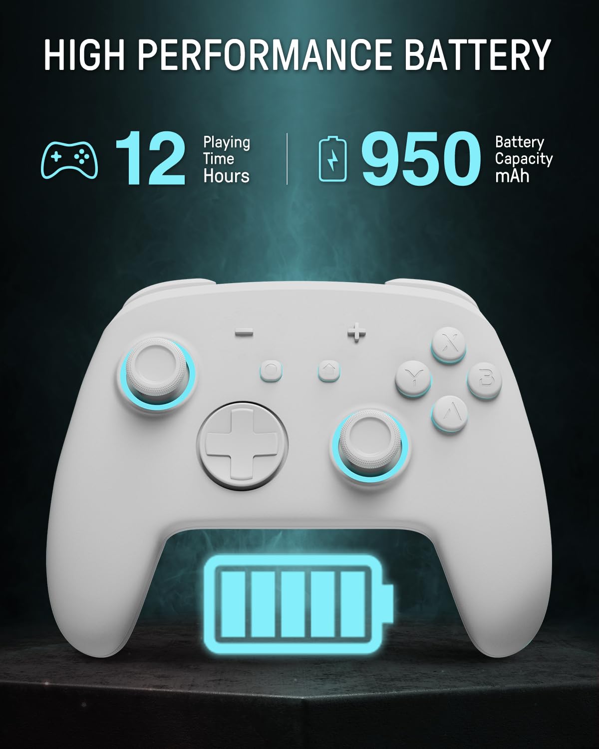 Manette Switch 2 Pro, Manette Switch Sans Fil Compatible avec Nintendo Switch 2/OLED/Lite, Firefly Bluetooth Switch 2 Pro Controller avec 7 Couleurs LED/Paddle/Turbo - Blanc