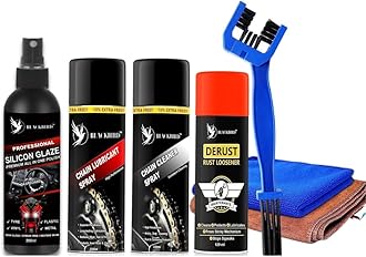 BLACKBIRD Bike Care Kit. 1Pcs - Chain Lube 220ml, Chain Cleaner 220ml, De-Rust 120ml, All in One Polish 200ml, Chain Cleaning Brush and 2 Pc Microfiber Cloth