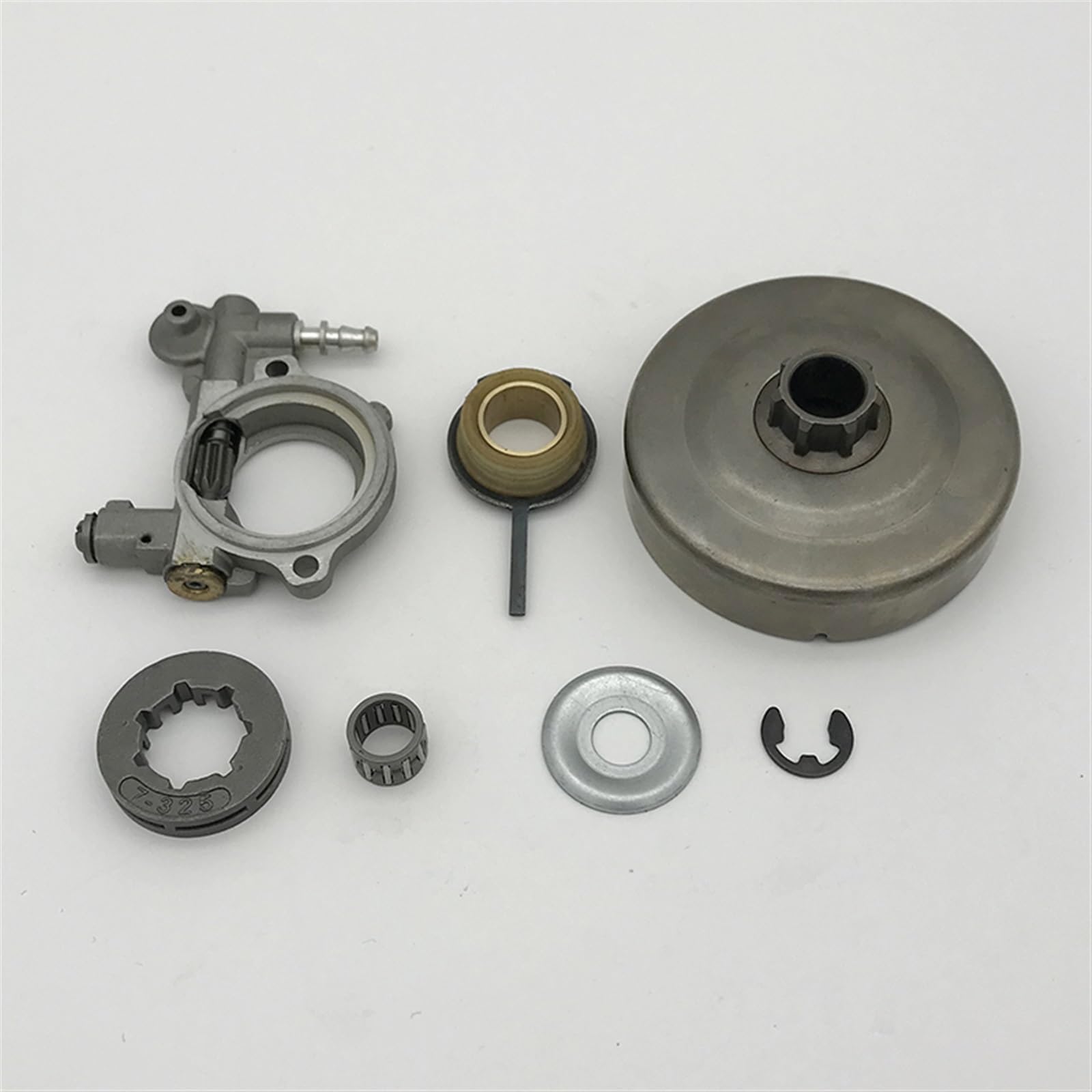 Wivplex Kit de piñón llanta bomba aceite for STIHL, 026 MS260 PRO MS 260, embrague tambor motosierra 325 paso, pieza repuesto pequeña 7 estrías y dientes Bomba de aceite para motosierra