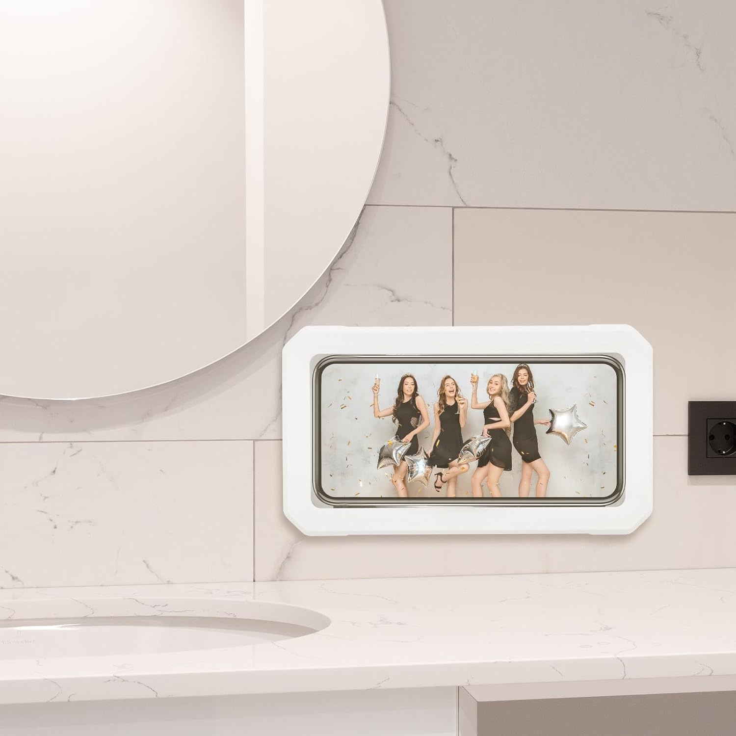 Cell Phone Holder with Adhesive Sticker Waterproof Shower Wall Mount image 5