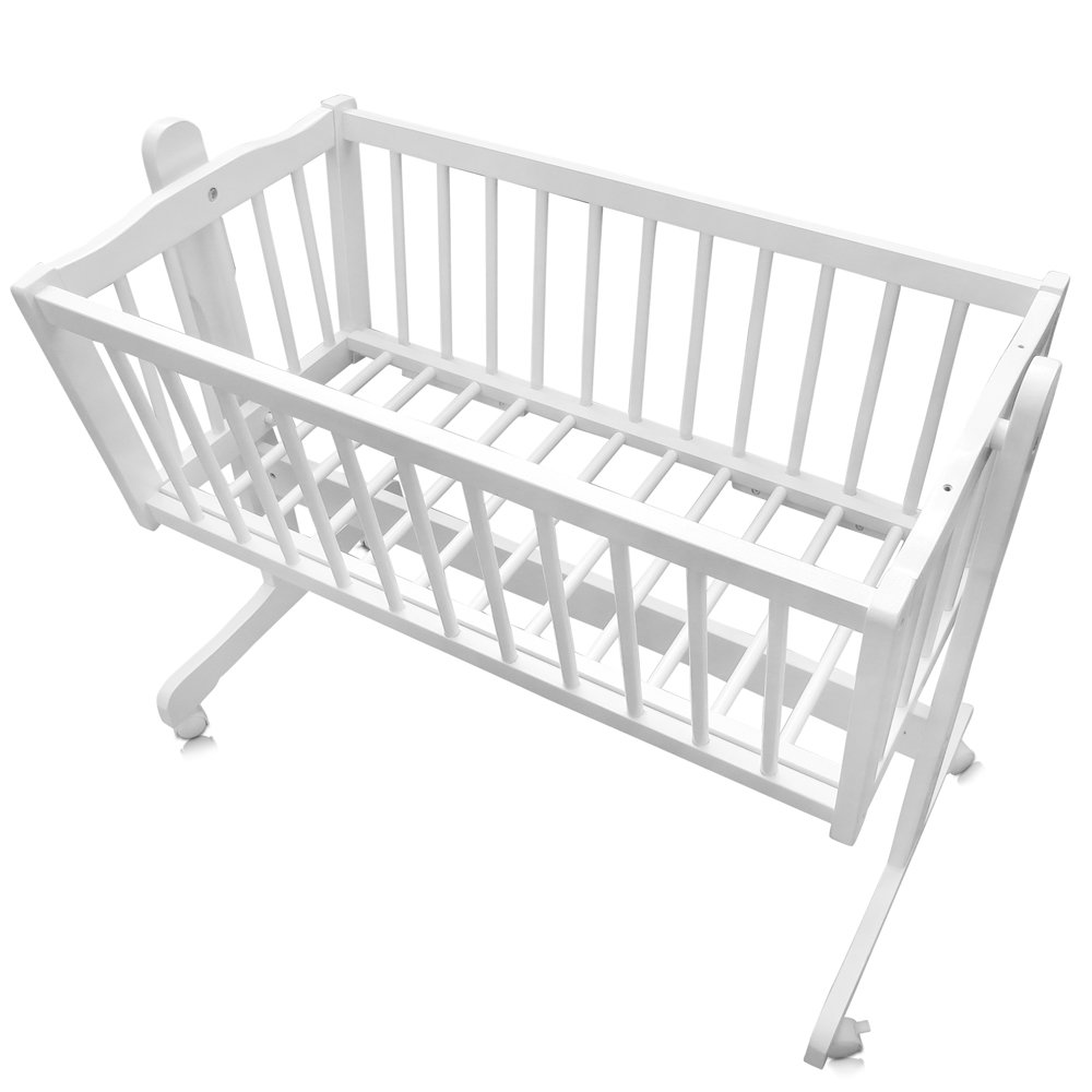 VitaliSpa Lit bébé, Blanc, 102.5x140cm | avec des roues, avec fonction de bascule et roulettes verrouillables