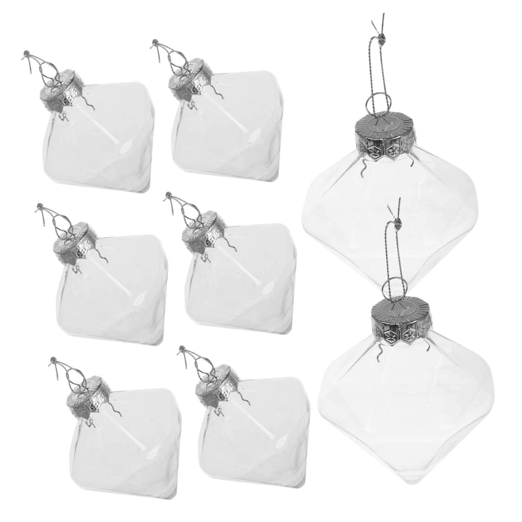 Boules de Noël Transparentes en Plastique Creuses Lot de 8 Décorations Suspendues Créatives à Remplir Accessoires Cordon pour Fêtes et Mariages
