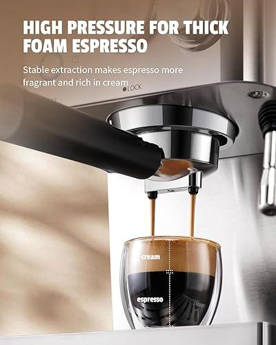 Miniatura 2 de SHARDOR Máquina de café expreso, 15 bares, de calentamiento rápido, con espumador de leche, máquina manual de café con leche y capuchino para el