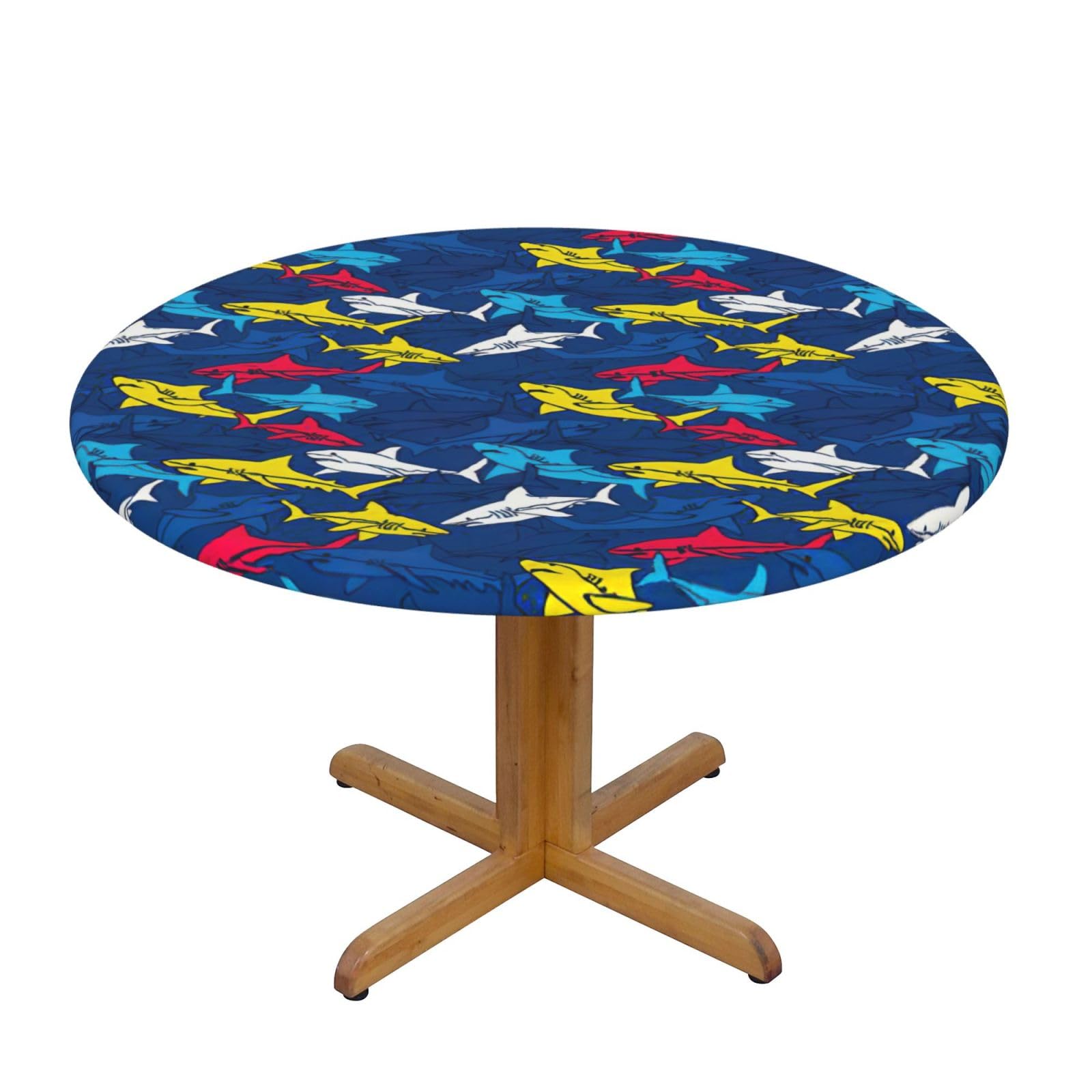 Shark Print Wipe Clean Oval Tablecloth Stain-Resistant Dining Table Accessories Table Protector For Home