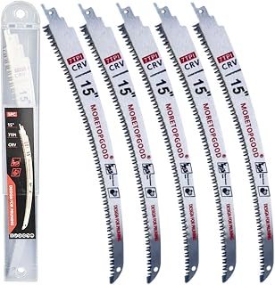 15Inch Arc Edge Reciprocating Saw Blade with Storage Box, 7TPI Japanese Teeth with Curved Edge Wood Pruning Saw Blades for Tree Trimming, Wood Cutting (5 Pack)