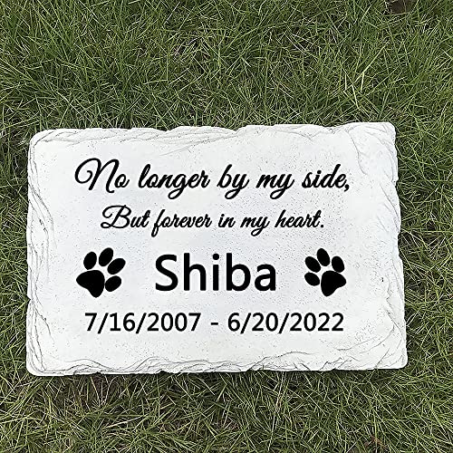 LAGGATTS Personalised Pet Dog Garden Memorial Stone Plaque Grave Marker, Headstone for Dog Cat, Sympathy Poem - No Longer by My Side,But Forever in My Heart.