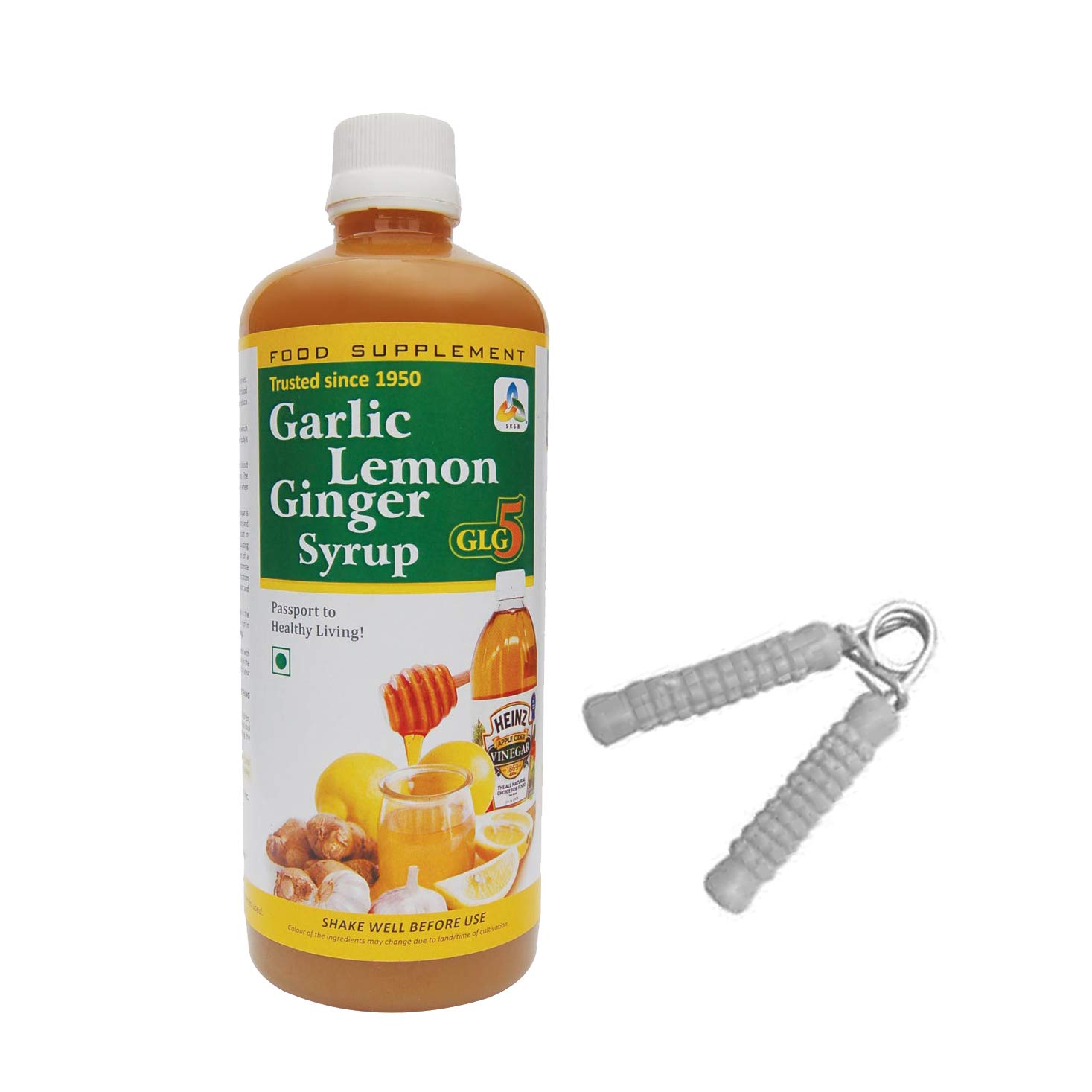 SKSB Herbal Heart Syrup for Heart Blockages, Bad Cholesterol, High BP High Blood Pressure, Arthritis, Constipation, Cough & Cold, Acidity 525 ml with 1 No. Hand Grip General