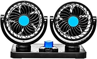 Trest Car Fan 12V 360 Degree Rotatable Dual Head 2 Speed Quiet Strong Dashboard Auto Cooling Air Fan for All Auto Vehicles