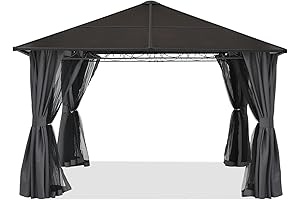 ABCCANOPY Hardtop Patio Gazebo with Curtains and Netting