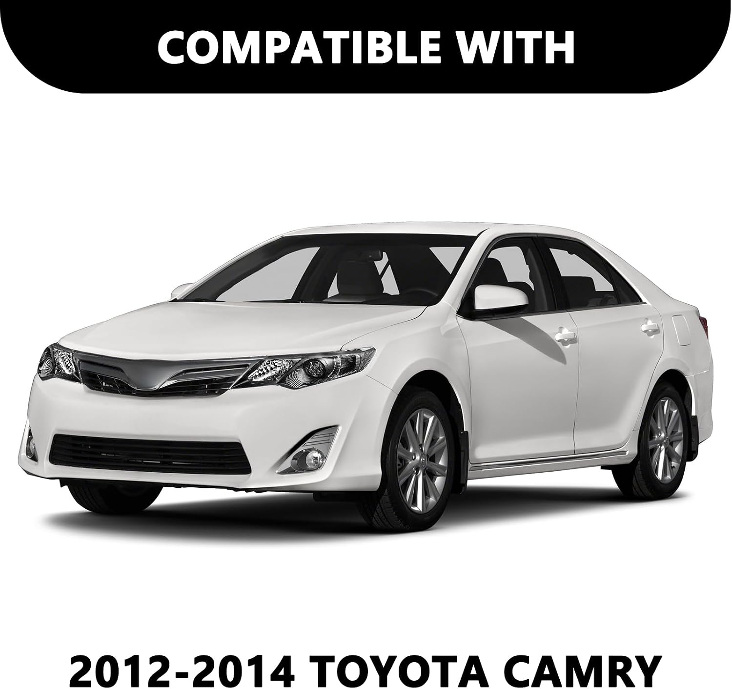 Aosky Compatible with 2012 2013 2014 Toyota Camry Headlights Assembly L/Le/Xle/Hybrid/SE Driver and Passenger Side(Black Housing with Clear Reflector) without bulbs
