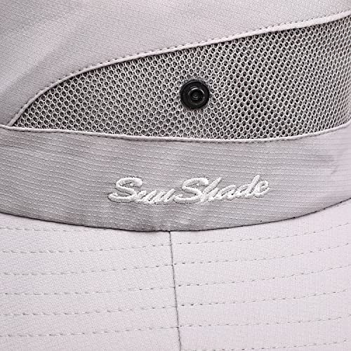 Image of Womens Summer Sun Hat Beach Hat Wide Brim Outdoor UV Protection Hat Foldable Cool Mesh Ponytail Bucket Hat