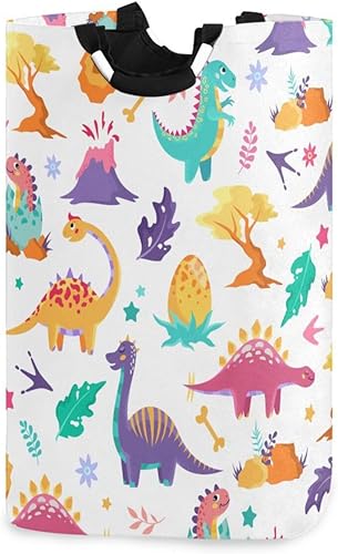 Cesta de lavandería con asas, lindo dinosaurio, impermeable, plegable, cesta de ropa sucia, cesta de almacenamiento de juguetes, organizador para