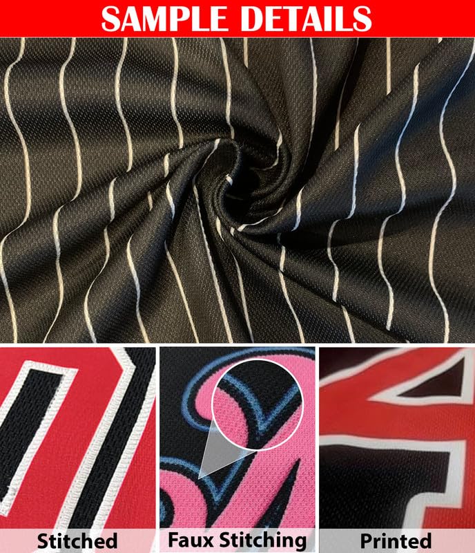 Camiseta personalizada de béisbol para hombres, mujeres y niños, negra y rosada, con nombre, número y logo bordados miniatura 5