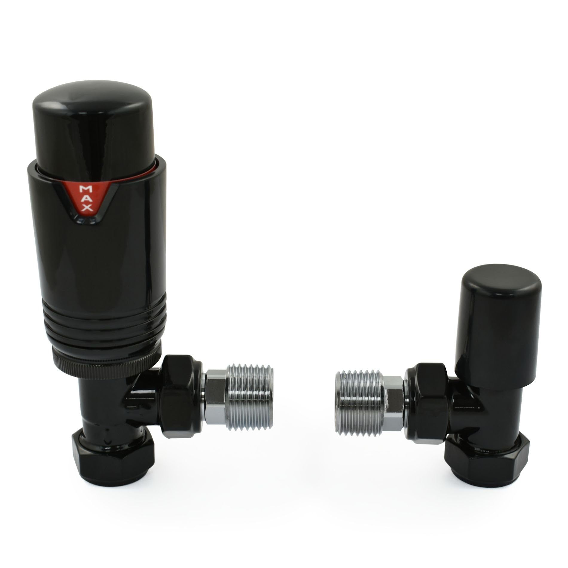 Thermostatic Radiator Valve Angled TRV – Style (All Black)