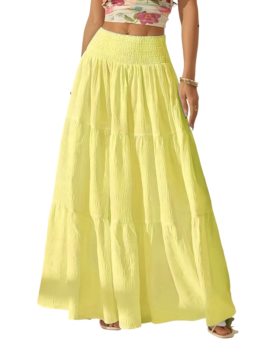 kzully | Skirt for Women | Smocked Waist Flowy Maxi | Soft Rayon Comfort | Relaxed Everyday Movement-picture-0
