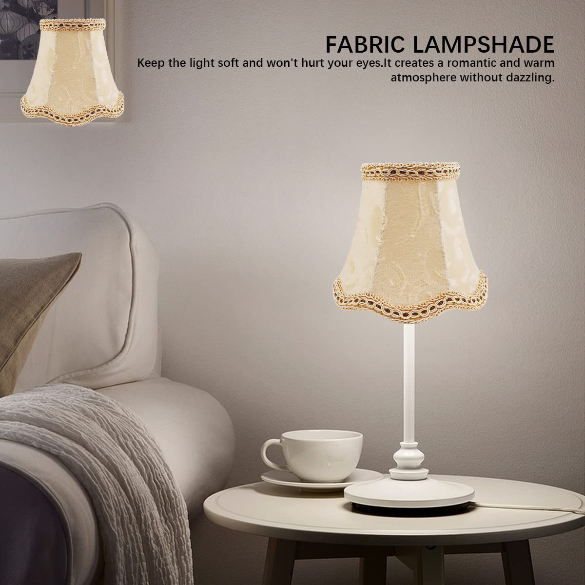 UNICRAFTALE 8-tlg. Kronleuchter Lampenschirme - Leinen Altdecke 9x14x13cm