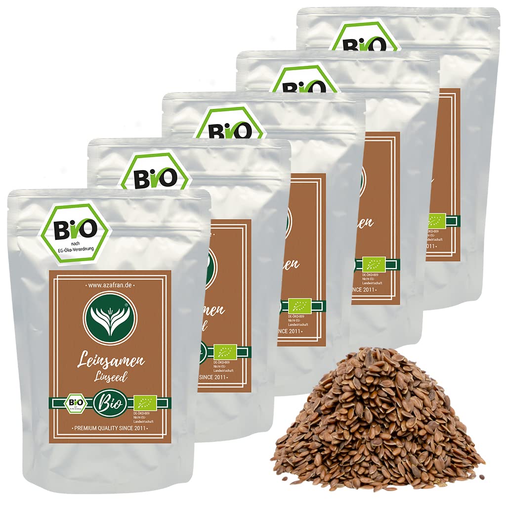 Azafran BIO Leinsamen braun ganz, braune Leinsaat, Leinsamenkörner (auch Flachssaat) 5kg