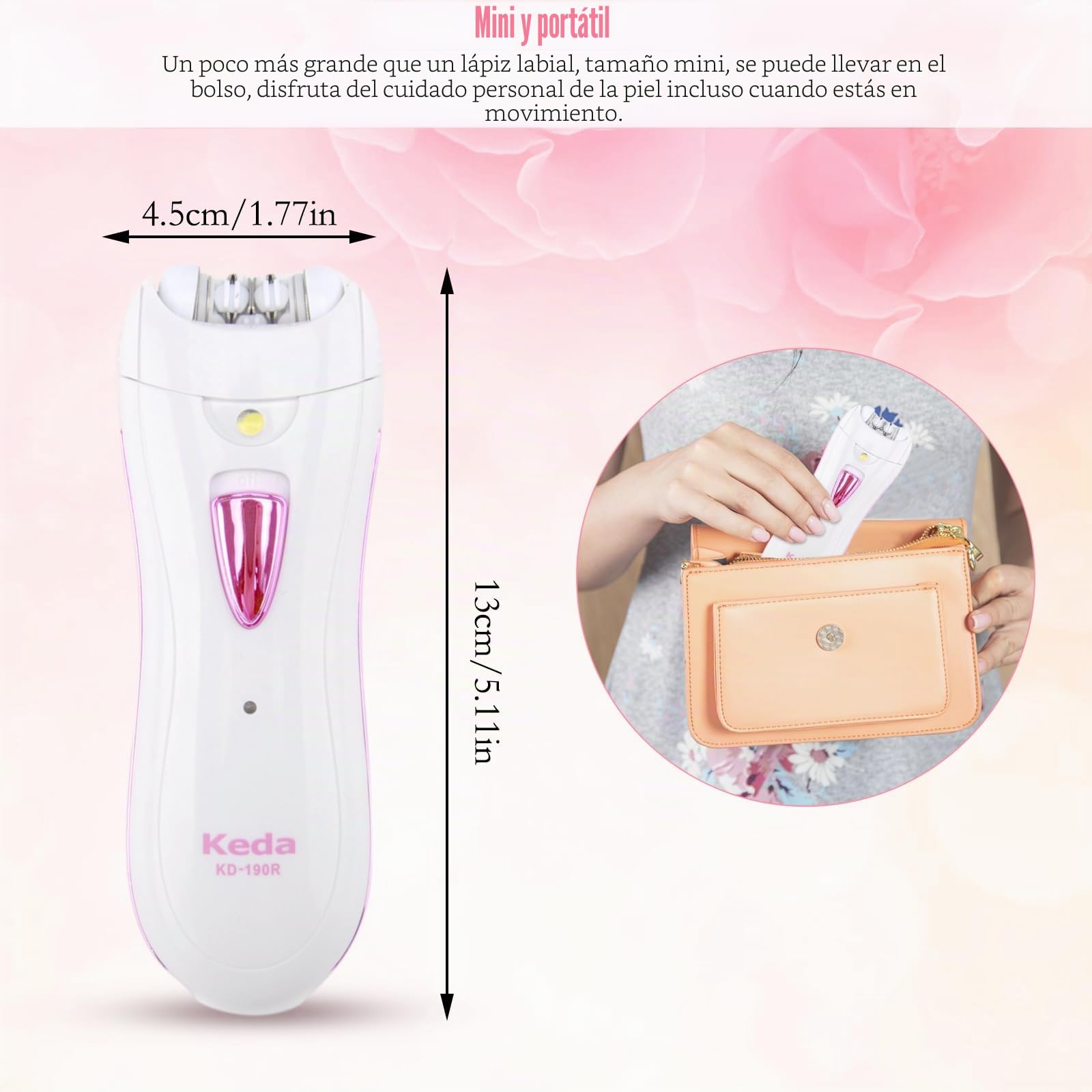 Depiladora, Depiladora Facial Para Mujer Depiladora Para Mujer Cara Depiladora Inalámbrica Para Vello Facial Con Luz LED Portátil Recargable Depiladora De Vello Facial Para Cara Bikini (USB charging)