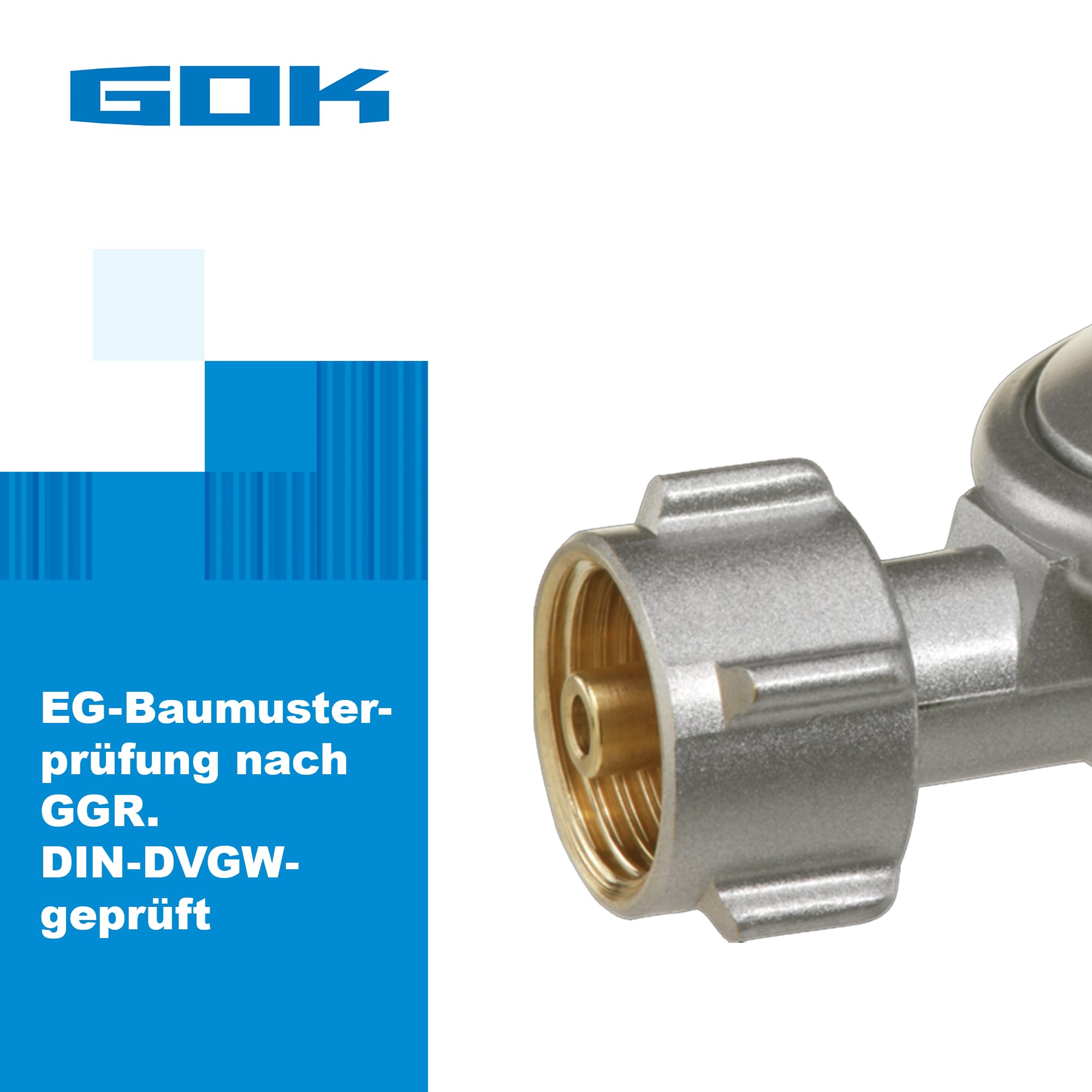 GOK Régulateur de gaz | Réglable sur 11 Niveaux - 25-50 mbar | pour raccordement à des Bouteilles de gaz Propane-Butane