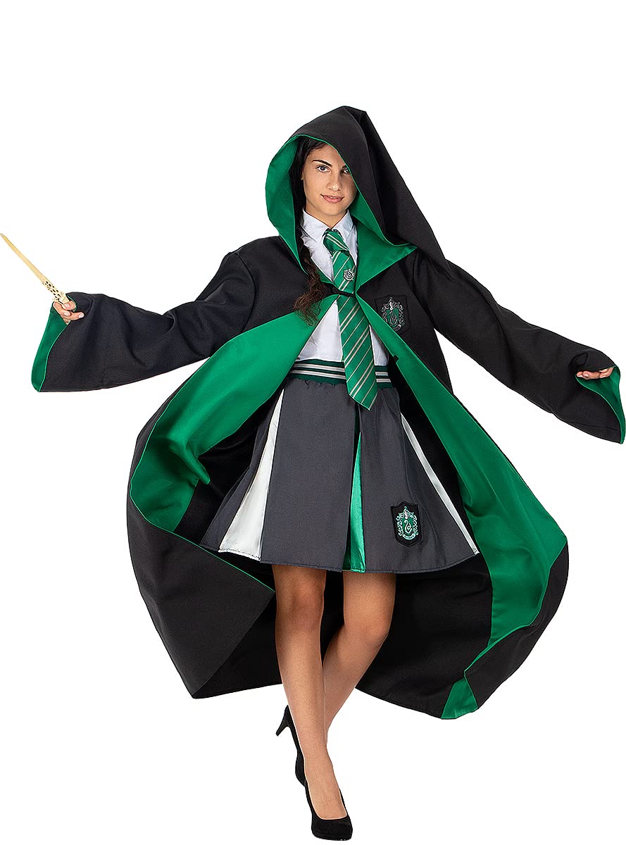 Túnica Oficial Slytherin Diamond Edition Para Adultos – Capa Con Capucha, Parche Bordado Y Bolsillo Para Varita, Talla M