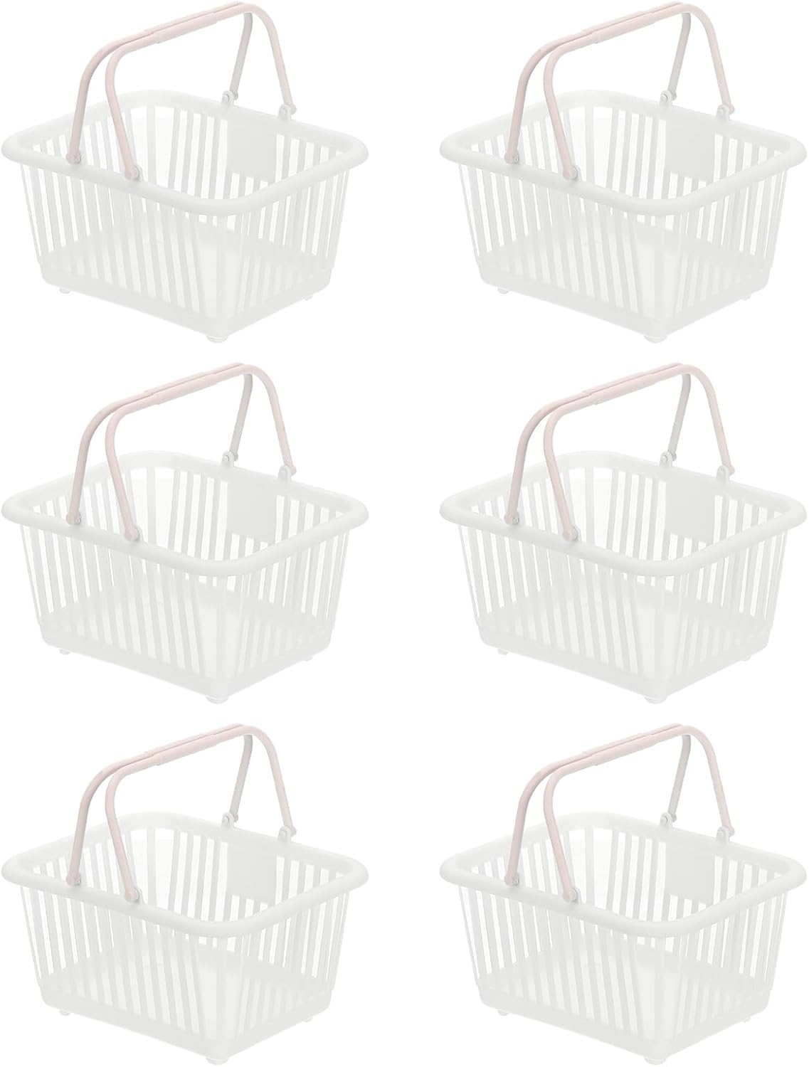 PATIKIL 6PCS Mini Shopping Basket, Small Plastic Basket Mini Storage Basket Grocery Tiny with Handles Organizer Filtered Water for Organizing Toys Eggs Fruits Snacks,White