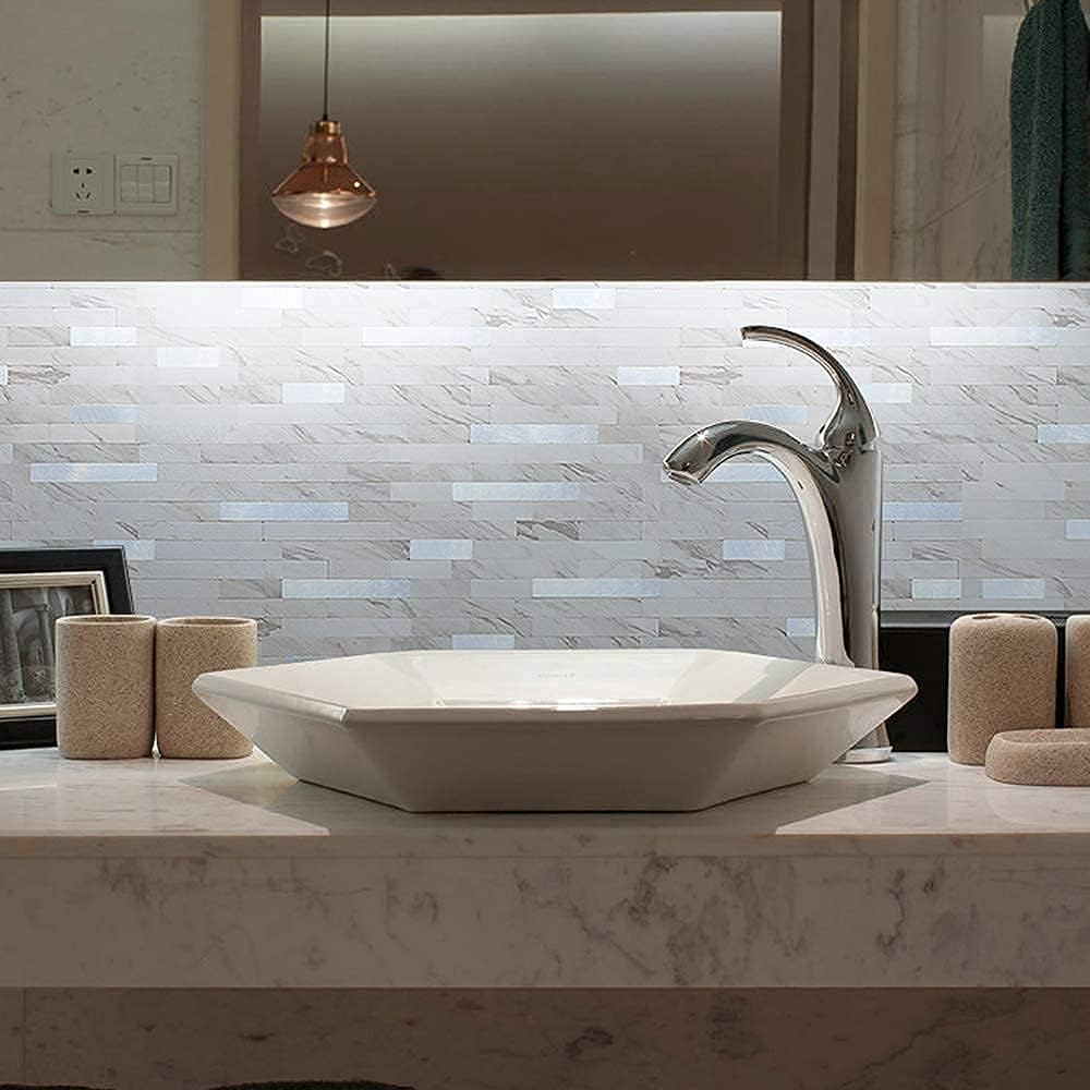 Get Special Price DIH Peel and Stick Backsplash White Marble Tile, Self-Adhesive PVC and Silver Metal Tile for Kitchen Backplash and Stair Riser Decor in Volakas Linear (11.51’’ x 11.81’’, 5 Sheets, 4.68 sqft) Best Cyber Monday 🔥 DIH Peel and Stick Backsplash White Marble Tile, Self-Adhesive PVC and Silver Metal Tile for Kitchen Backplash and Stair Riser Decor in Volakas Linear (11.51’’ x 11.81’’, 5 Sheets, 4.68 sqft)