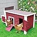 Petsfit Chicken Coop with Nesting Box, Outdoor Hen House with Removable Bottom for Easy Cleaning, Weatherproof Poultry Cage, Rabbit Hutch, Wood Duck House Red