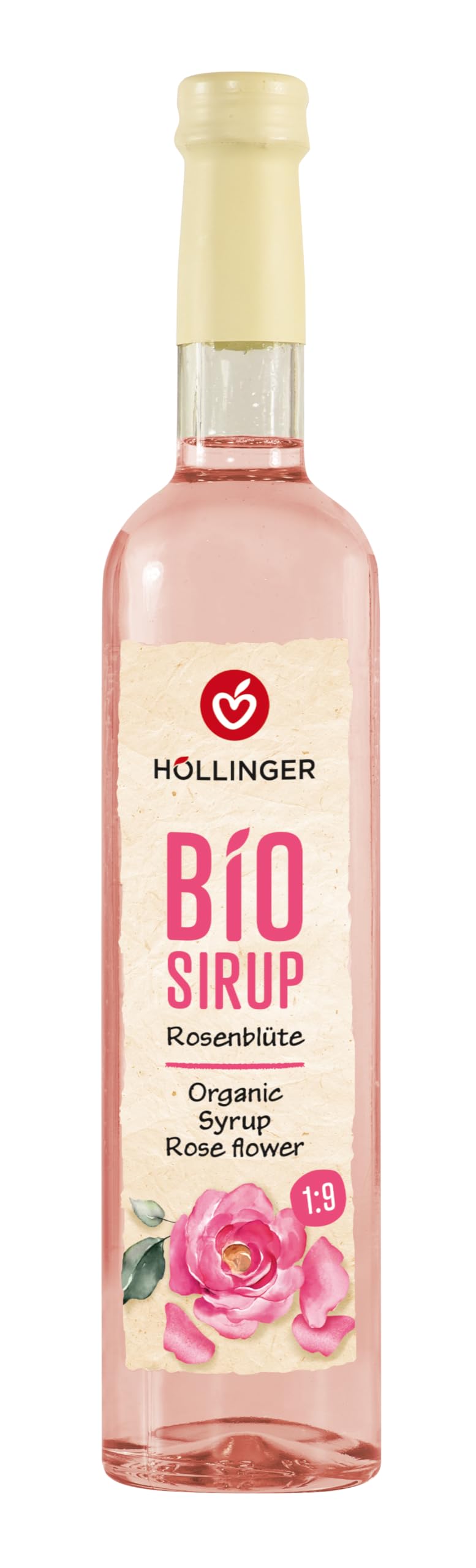 Höllinger Sirop de fleur de rose biologique, végétalien, bouteille en verre de 3x500 ml, saveur florale